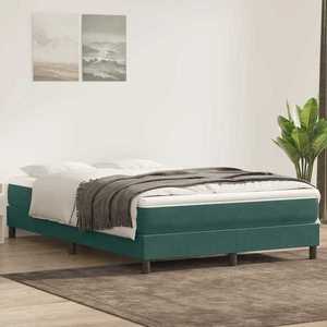 vidaXL Pat box spring cu saltea, verde închis, 160x220 cm, catifea imagine