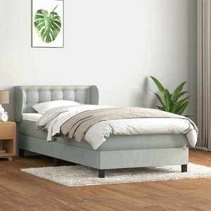 vidaXL Pat box spring cu saltea, gri deschis, 80x210 cm, catifea imagine