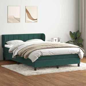 vidaXL Pat box spring cu saltea, verde închis, 140x220 cm, catifea imagine