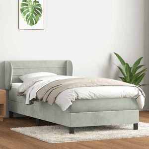 vidaXL Pat box spring cu saltea, gri deschis, 80x210 cm, catifea imagine