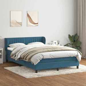 vidaXL Pat box spring cu saltea, albastru închis, 160x220 cm, catifea imagine