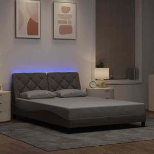 vidaXL Cadru de pat cu LED fără saltea Taupe 120x200 cm Material imagine