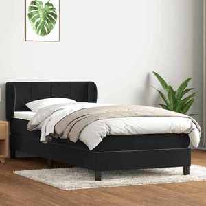 vidaXL Pat box spring cu saltea, negru, 80x210 cm, catifea imagine