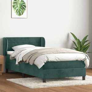 vidaXL Pat box spring cu saltea, verde închis, 80x220 cm, catifea imagine