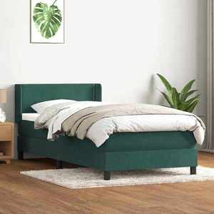 vidaXL Pat box spring cu saltea, verde închis, 80x220 cm, catifea imagine