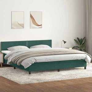 vidaXL Pat box spring cu saltea, verde închis, 180x210 cm, catifea imagine