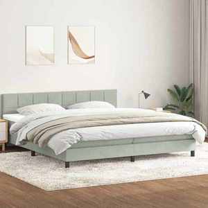 vidaXL Pat box spring cu saltea, gri deschis, 200x210 cm, catifea imagine