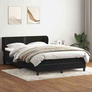 vidaXL Pat box spring cu saltea, negru, 140x210 cm, catifea imagine