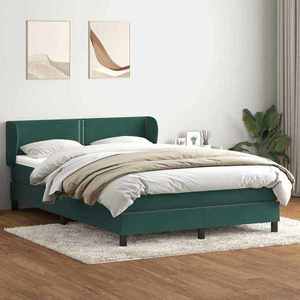 vidaXL Pat box spring cu saltea, verde închis, 160x210 cm, catifea imagine