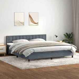 vidaXL Pat box spring cu saltea, gri închis, 200x210 cm, catifea imagine