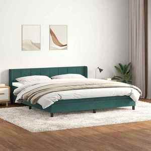 vidaXL Pat box spring cu saltea, verde închis, 180x210 cm, catifea imagine