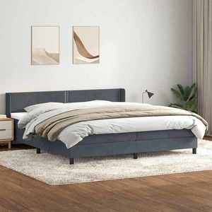 vidaXL Pat box spring cu saltea, gri închis, 180x210 cm, catifea imagine