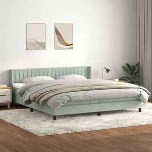 vidaXL Pat box spring cu saltea, gri deschis, 200x210 cm, catifea imagine