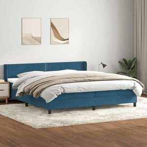 vidaXL Pat box spring cu saltea, albastru închis, 200x210 cm, catifea imagine