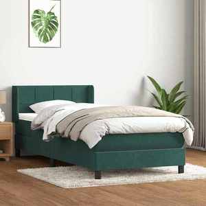 vidaXL Pat box spring cu saltea, verde închis, 80x210 cm, catifea imagine