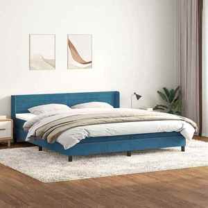 vidaXL Pat box spring cu saltea, albastru închis, 200x210 cm, catifea imagine