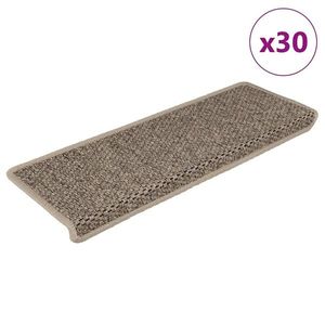 vidaXL Covorașe scări autoadezive, 30 buc. bej 65x21x4 cm aspect sisal imagine