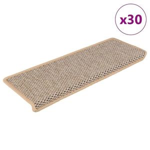 vidaXL Covorașe scări autoadezive 30 buc. bej deschis 65x21x4 cm sisal imagine