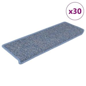 vidaXL Covorașe scări autoadezive, 30 buc. albastru 65x21x4 cm, sisal imagine