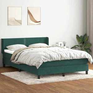 vidaXL Pat box spring cu saltea, verde închis, 140x220 cm, catifea imagine