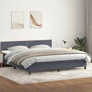 vidaXL Pat box spring cu saltea, gri închis, 180x210 cm, catifea imagine