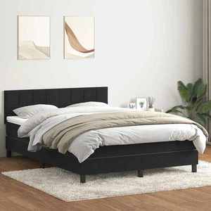 vidaXL Pat box spring cu saltea, negru, 160x210 cm, catifea imagine