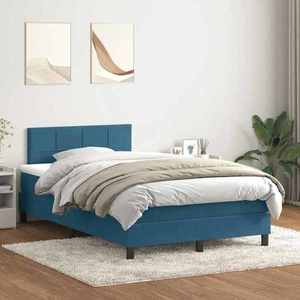 vidaXL Pat box spring cu saltea, albastru închis, 120x220 cm, catifea imagine