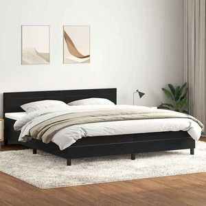 vidaXL Pat box spring cu saltea, negru, 200x210 cm, catifea imagine