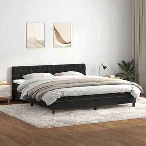 vidaXL Pat box spring cu saltea, negru, 180x210 cm, catifea imagine