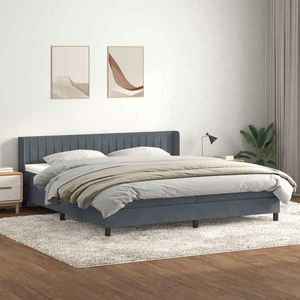 vidaXL Pat box spring cu saltea, gri închis, 180x210 cm, catifea imagine