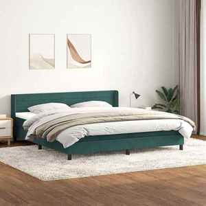 vidaXL Pat box spring cu saltea, verde închis, 180x210 cm, catifea imagine