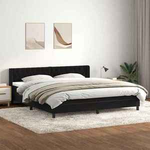 vidaXL Pat box spring cu saltea, negru, 200x210 cm, catifea imagine