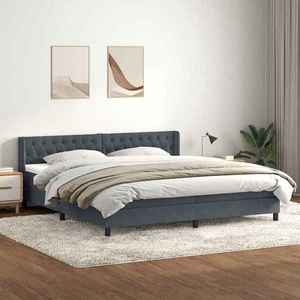 vidaXL Pat box spring cu saltea, gri închis, 180x210 cm, catifea imagine