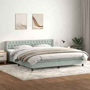 vidaXL Pat box spring cu saltea, gri deschis, 200x210 cm, catifea imagine