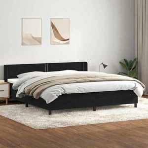 vidaXL Pat box spring cu saltea, negru, 200x210 cm, catifea imagine