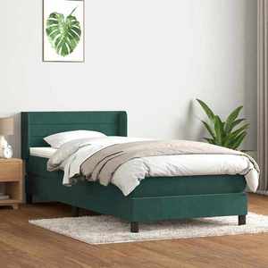 vidaXL Pat box spring cu saltea, verde închis, 80x210 cm, catifea imagine