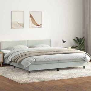 vidaXL Pat box spring cu saltea, gri deschis, 200x210 cm, catifea imagine