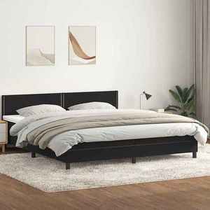 vidaXL Pat box spring cu saltea, negru, 180x210 cm, catifea imagine