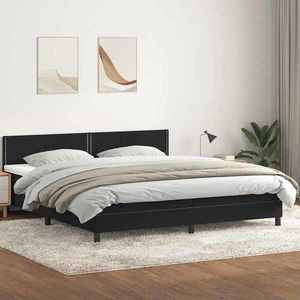 vidaXL Pat box spring cu saltea, negru, 200x210 cm, catifea imagine