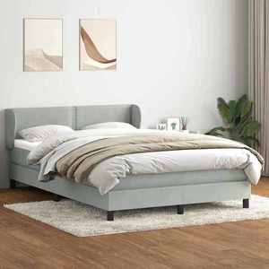 vidaXL Pat box spring cu saltea, gri deschis, 160x220 cm, catifea imagine