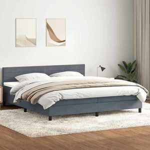 vidaXL Pat box spring cu saltea, gri închis, 200x210 cm, catifea imagine