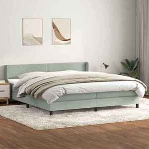 vidaXL Pat box spring cu saltea, gri deschis, 200x210 cm, catifea imagine