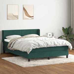 vidaXL Pat box spring cu saltea, verde închis, 160x220 cm, catifea imagine