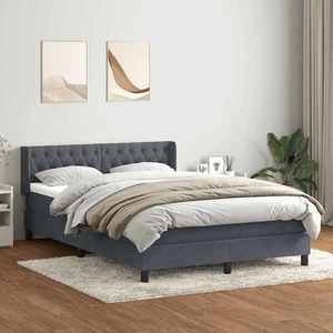 vidaXL Pat box spring cu saltea, gri închis, 160x220 cm, catifea imagine