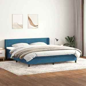 vidaXL Pat box spring cu saltea, albastru închis, 180x210 cm, catifea imagine