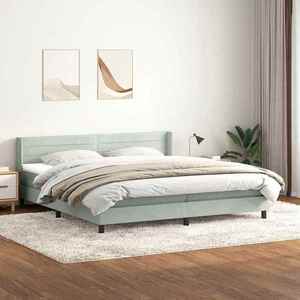 vidaXL Pat box spring cu saltea, gri deschis, 200x210 cm, catifea imagine