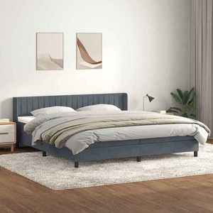 vidaXL Pat box spring cu saltea, gri închis, 200x210 cm, catifea imagine