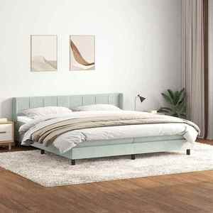 vidaXL Pat box spring cu saltea, gri deschis, 200x210 cm, catifea imagine