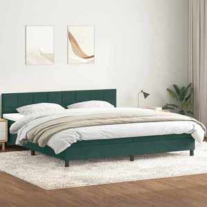 vidaXL Pat box spring cu saltea, verde închis, 200x210 cm, catifea imagine