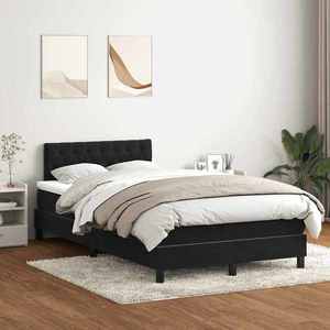 vidaXL Pat box spring cu saltea, negru, 120x220 cm, catifea imagine